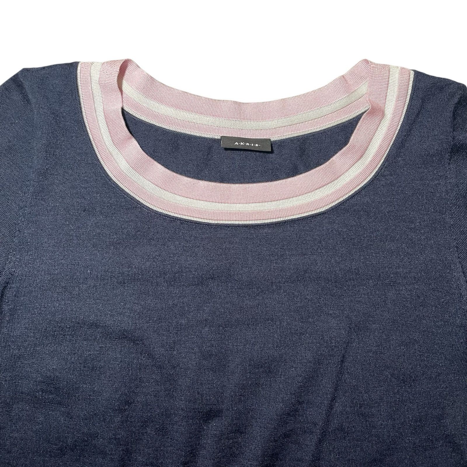 Akris AKRIS Cashmere Mulberry Silk Sweater Navy Blue - US Size 6 Size M / US 6-8 / IT 42-44 - 2 Thumbnail