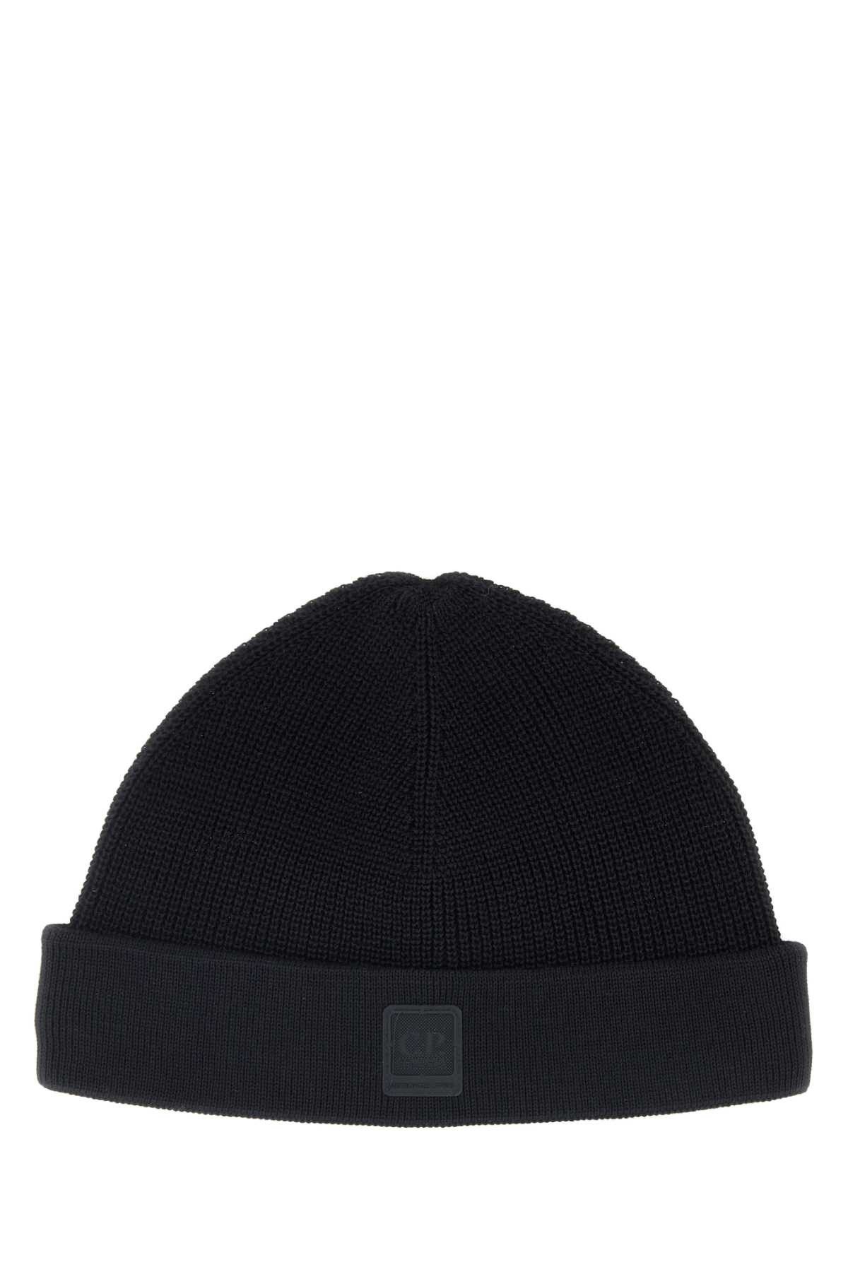 C.P. Company Black Cotton Beanie Hat Size ONE SIZE - 1 Thumbnail