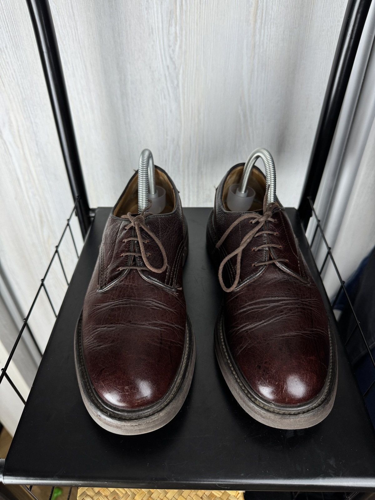 Tricker's Tricker’s Burgundy Brown Woodstock Derby Kudu Leather Shoes Size US 8 / EU 41 - 6 Thumbnail