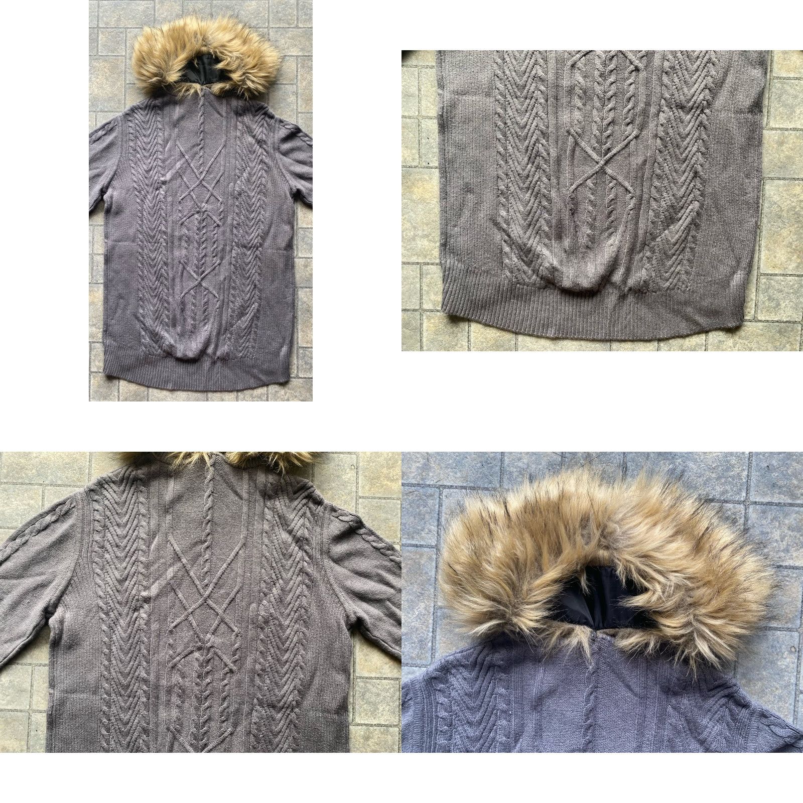 Vintage Nils WOMENS LARGE Francesca Sweater Removable Faux Fur Collar Pewter Heather NWT Size L / US 10 / IT 46 - 10 Thumbnail