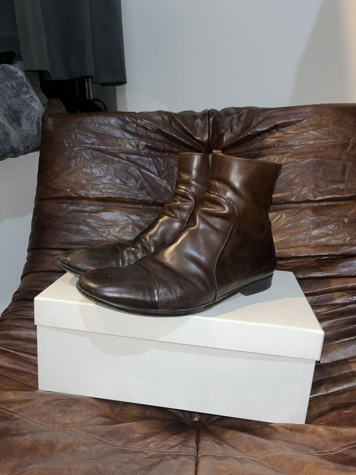 Maison Margiela Maison Margiela Brown Leather Side-Zip Boots
