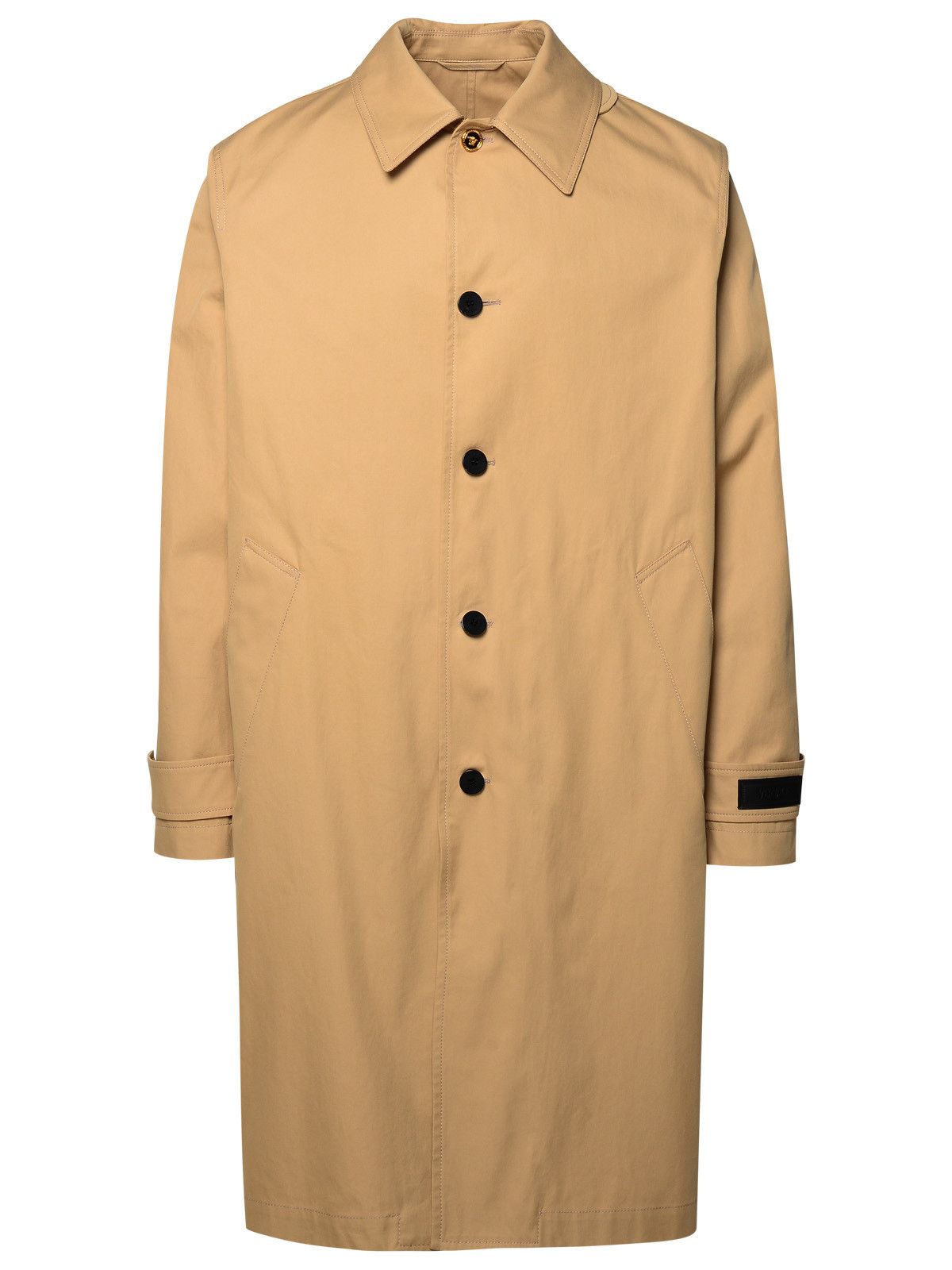 image of Versace 'barocco' Beige Cotton And Silk Trench Coat, Men's (Size Medium)
