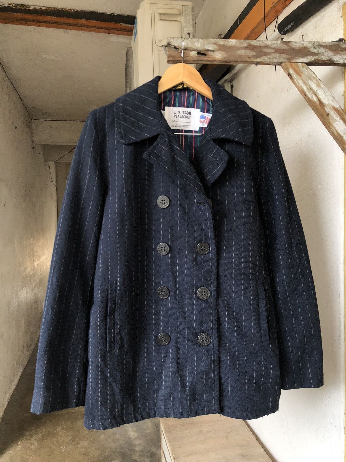 Schott Rare❗️Schott x Takeo Kikuchi Wool Stripe Pea Coat Size US S / EU 44-46 / 1 - 5 Thumbnail