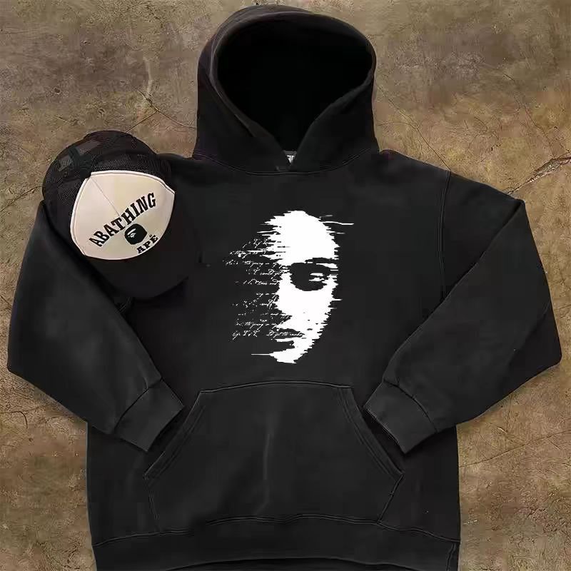 Japanese Brand Hip Hop Street Fuzzy Face Print Hooded Sweatshirt Size US M / EU 48-50 / 2 - 1 Thumbnail
