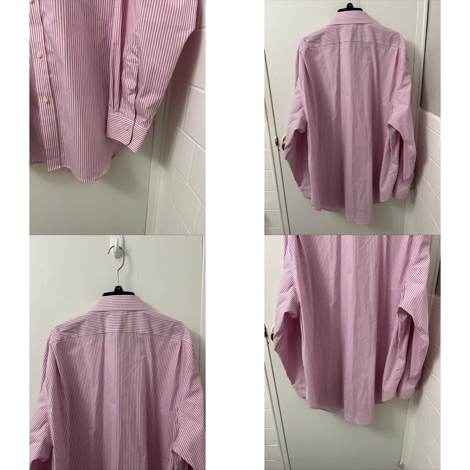 Ralph Lauren Lauren Ralph Lauren Shirt Men 18 Pink White Striped Classic Fit Stretch Non Iron Dress Shirt Button-Down Collar Mens Size US XXL / EU 58 / 5 - 8 Thumbnail