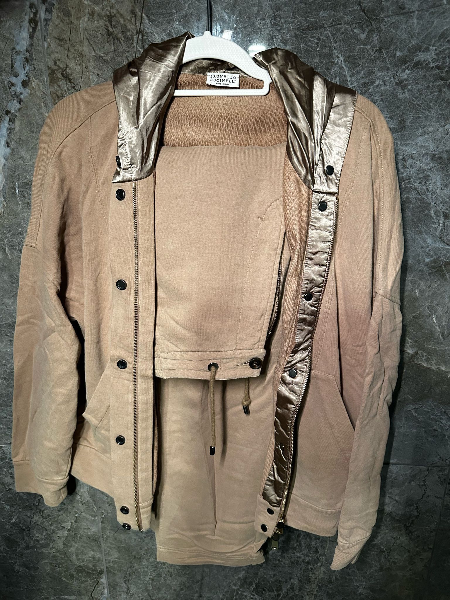 Brunello Cucinelli Brunello Cucinelli Beige Cotton Hoodie & Jogger Set Size XS / US 0-2 / IT 36-38 - 1 Thumbnail