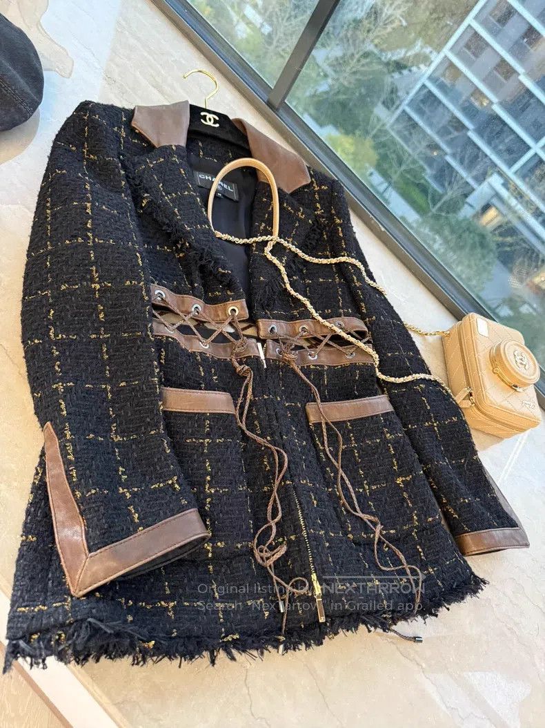 Chanel Chanel Chair series leather black tweed jacket Size XS / US 0-2 / IT 36-38 - 1 Thumbnail