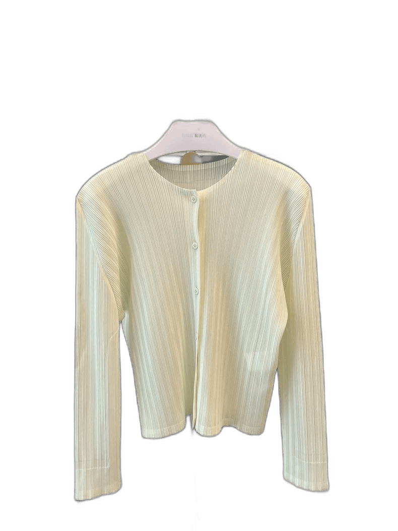 Issey Miyake Light Yellow Ribbed Cardigan Coat-yf Size US L / EU 52-54 / 3 - 1 Thumbnail