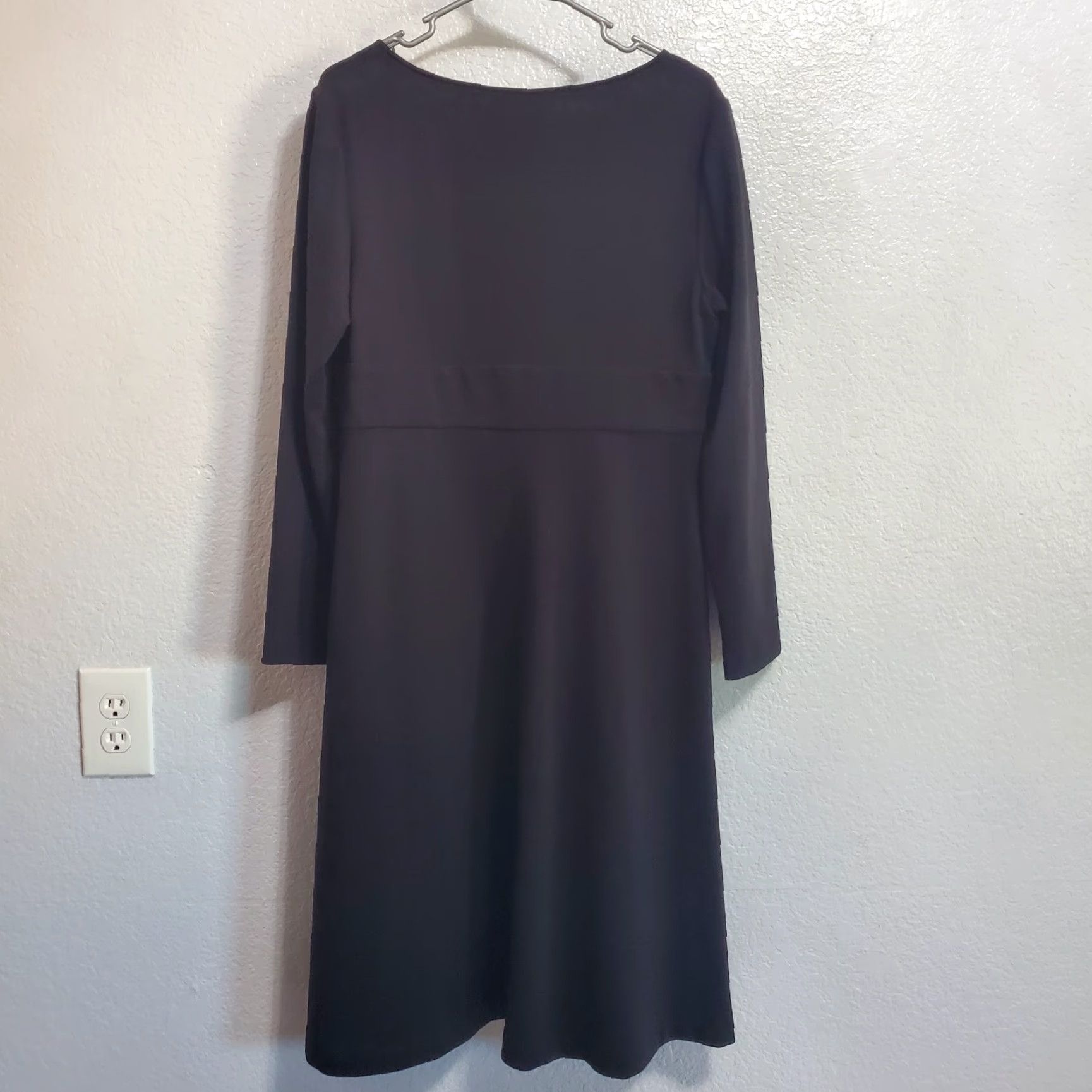 Coldwater Creek Coldwater Creek Dress Midi Black Long Sleeve Empire Waist V Neck Stretch Size 14 Size XL / US 12-14 / IT 48-50 - 2 Thumbnail