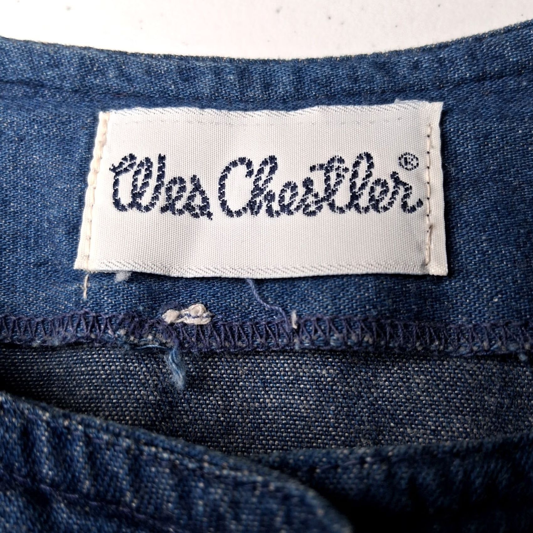 Vintage VINTAGE Wes Chestler Cross Stitch Chambray Shirt L/XL Blue Open Front Woman Regular Long Sleeve Round Neck Button Casual Cotton Chambray Handmade Size L / US 10 / IT 46 - 6 Thumbnail