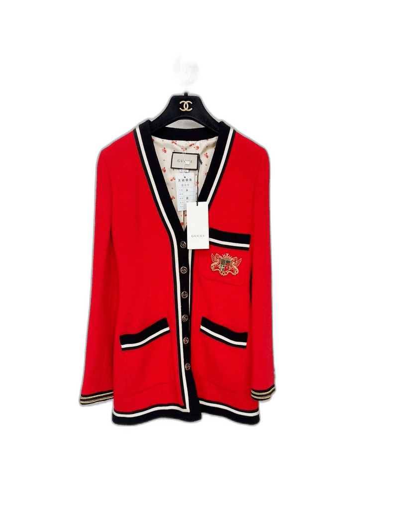 Gucci Gucci Red Long Sleeve Cardigan with Tag Size S / US 4 / IT 40 - 1 Thumbnail