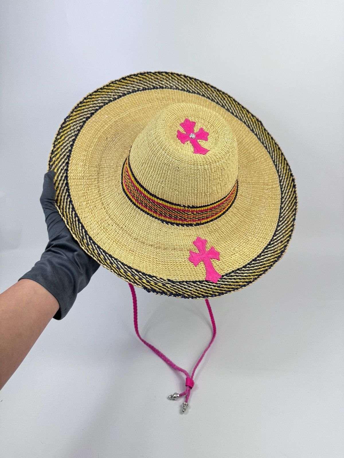 Chrome Hearts PINK CROSS PATCH STRAW HAT ‼️RARE‼️ Size ONE SIZE - 1 Thumbnail
