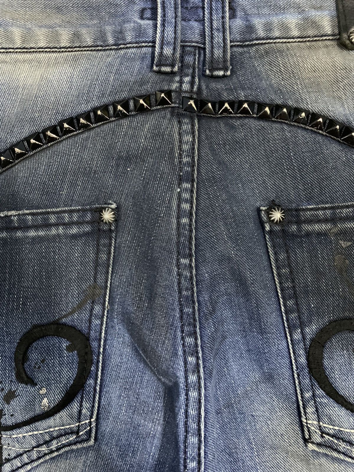 If Six Was Nine Vintage Lagust Studded Paint Splatter Flare Punk Jeans Size US 30 / EU 46 - 16 Thumbnail