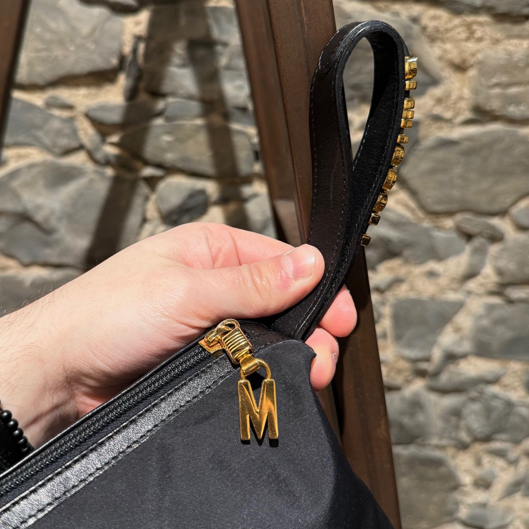 Moschino Moschino Vintage Black Nylon Logo Wristlet Pouch Size ONE SIZE - 6 Thumbnail