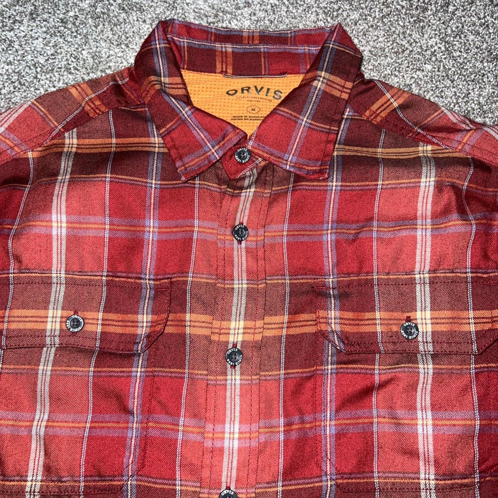 Orvis Orvis Red Plaid Button-Up Shirt Mens Size M Long Sleeve Size US M / EU 48-50 / 2 - 2 Thumbnail