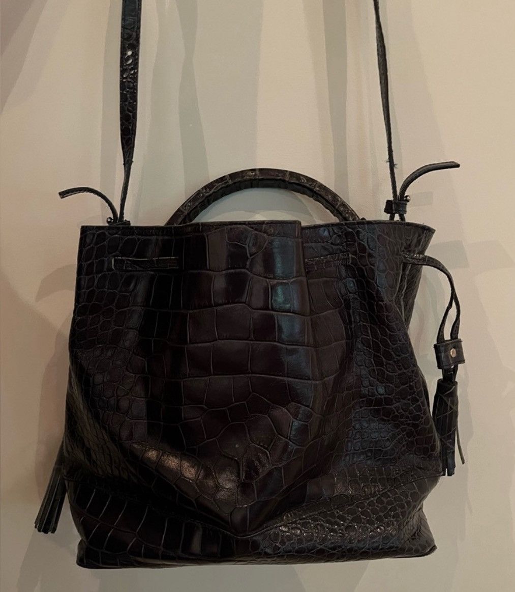 Zara Zara Women Crocodile Embossed Leather Purse Size ONE SIZE - 1 Thumbnail