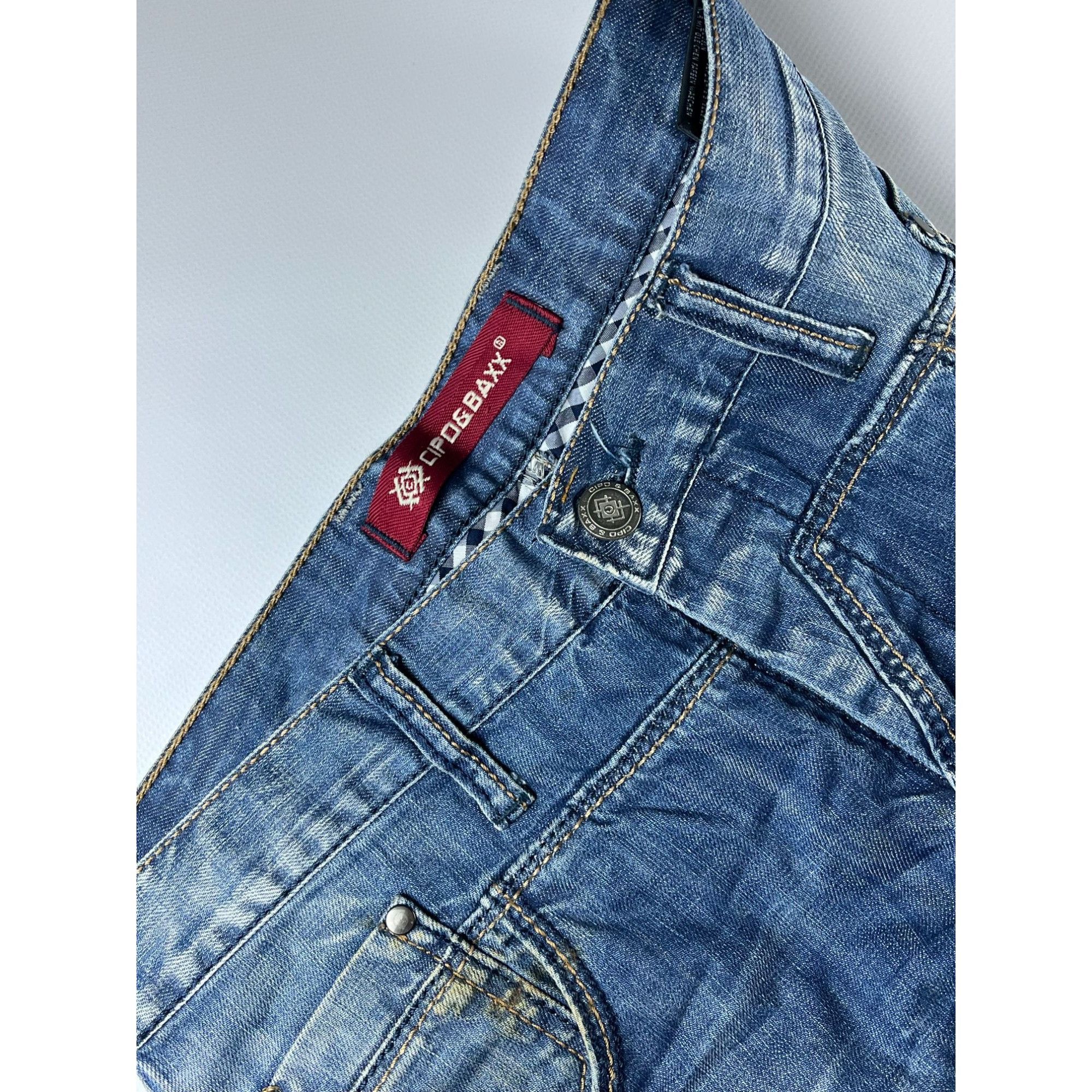 Vintage Cipo & Baxx Blue Distressed Denim Jeans W32 L32 Size US 33 - 2 Thumbnail