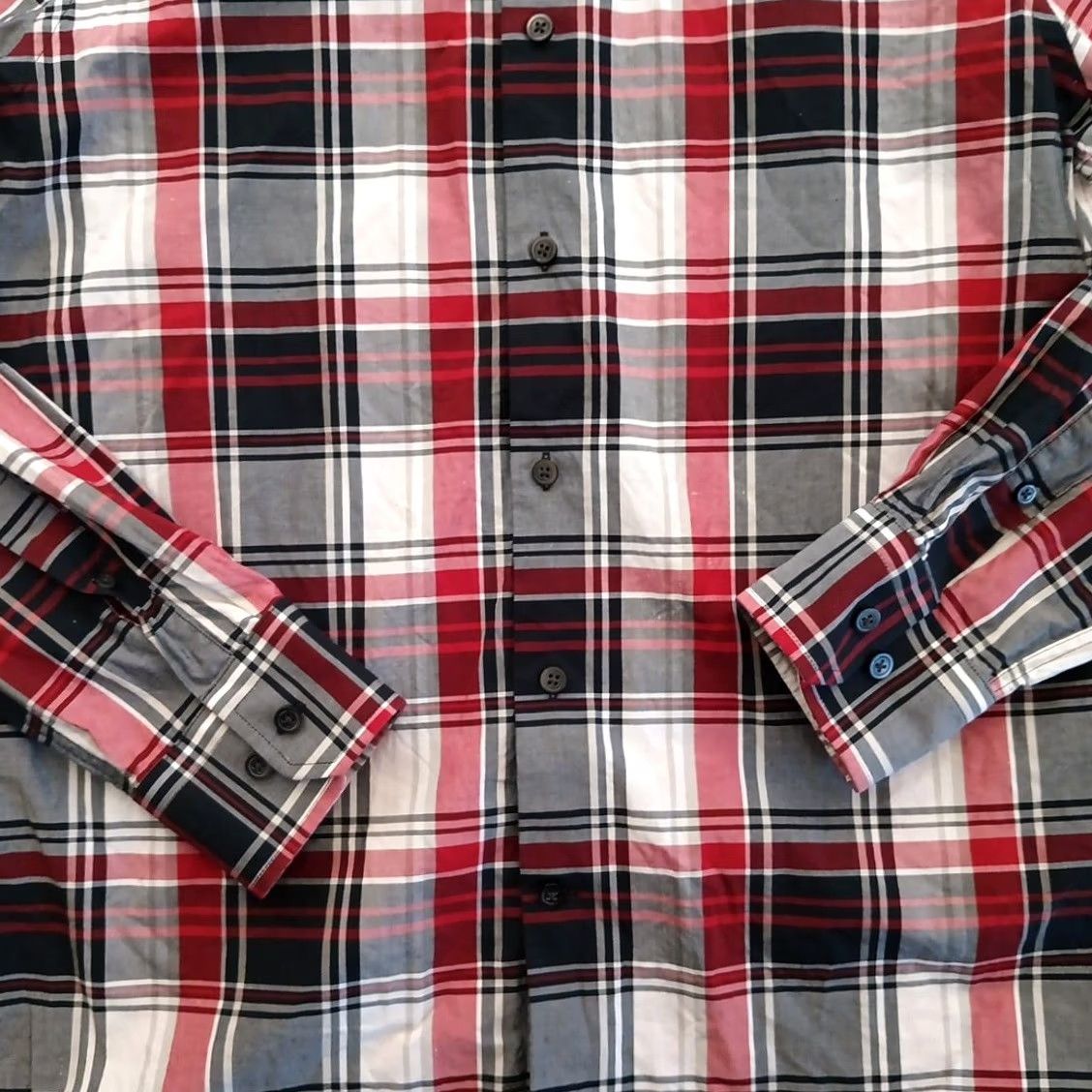 Express Express Shirt Mens Medium Fitted Red Plaid Long Sleeve Button-Up Cotton Size US M / EU 48-50 / 2 - 3 Thumbnail