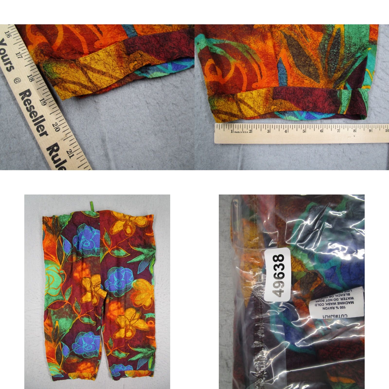 Jams World Jams World Pants Women XL Multicolor Rose Path Capri Made in USA 38x19 Size 40" / US 18 - 8 Thumbnail