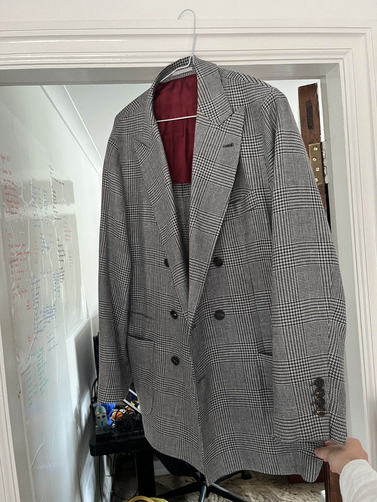 Brunello Cucinelli Brunello Cucinelli grey check double breasted blazer size 48 Size 38R - 1 Thumbnail