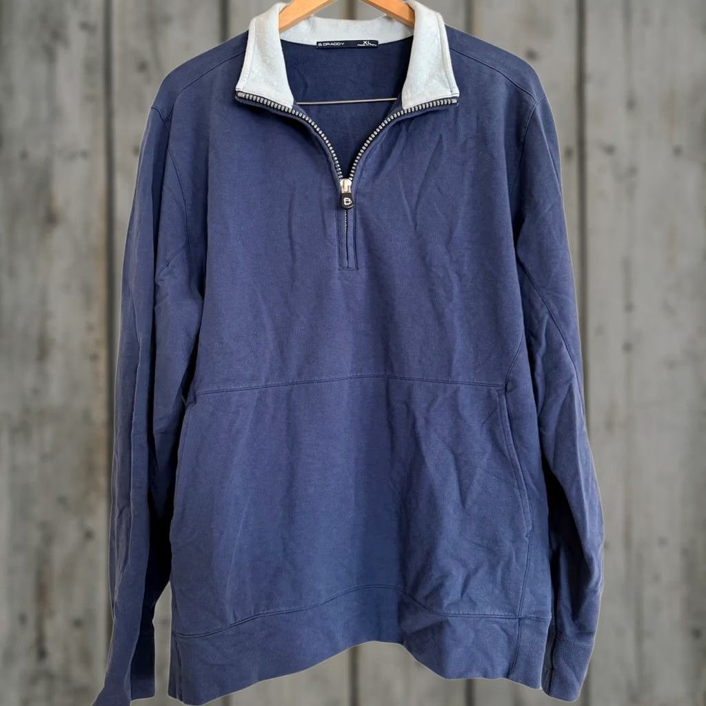 Vintage B.Draddy Blue Quarter Zip LongSleeve Golf Pullover Cotton Stretch Pockets Mens XL Size US XL / EU 56 / 4 - 1 Thumbnail