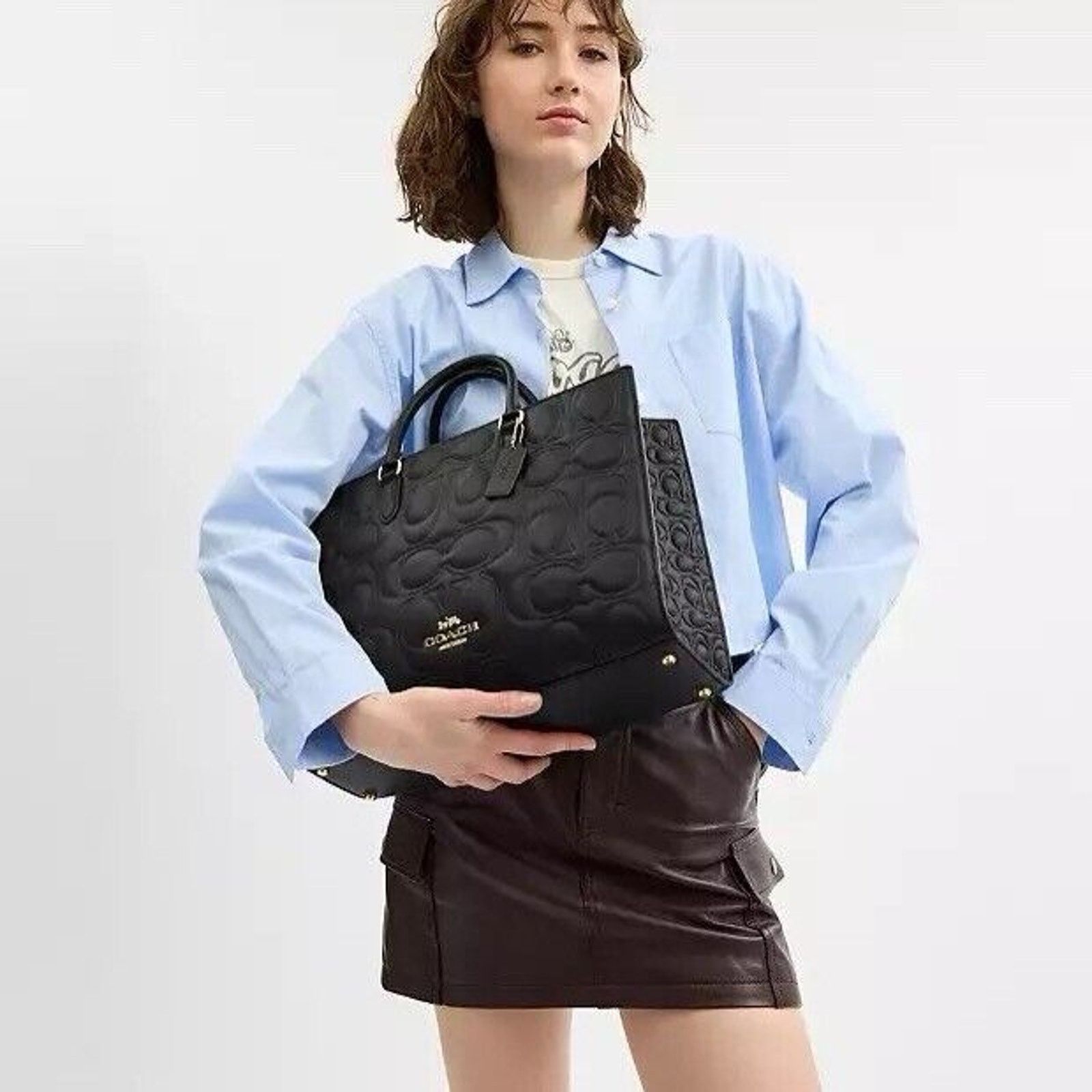 Coach NWT Limited Coach Large Maggie Tote BagLeather CY672 Black Size ONE SIZE - 9 Thumbnail