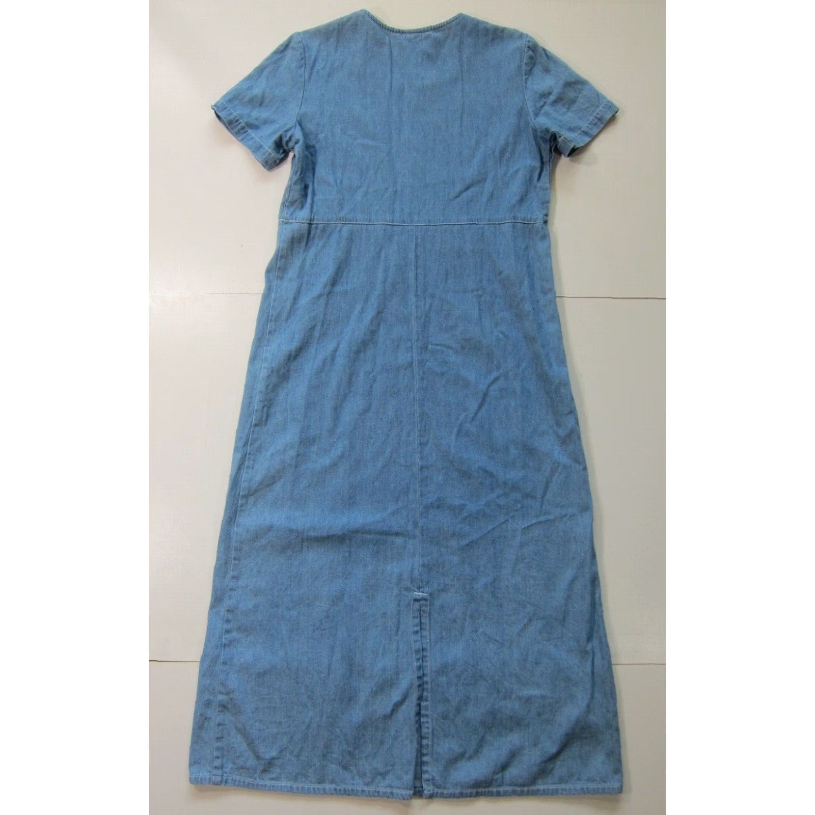 Vintage VINTAGE Studio Ease Denim Jean Light Wash Blue 100% Cotton Pleated Long Dress 10 Women Size 32" / US 10 / IT 46 - 2 Thumbnail
