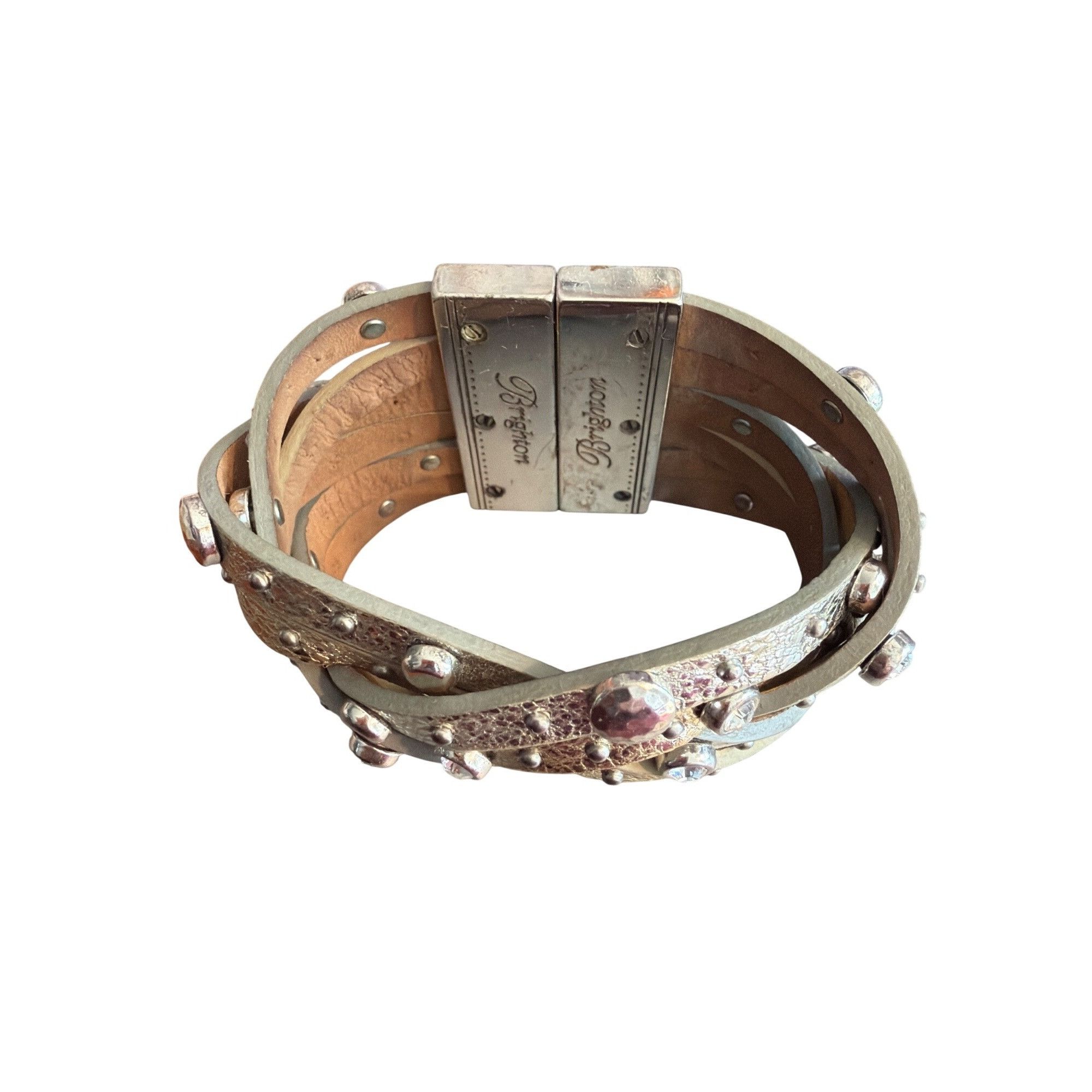 Brighton Brighton Gold Silver Tone Leather Braided Wrap Bracelet Silv Size ONE SIZE - 3 Thumbnail