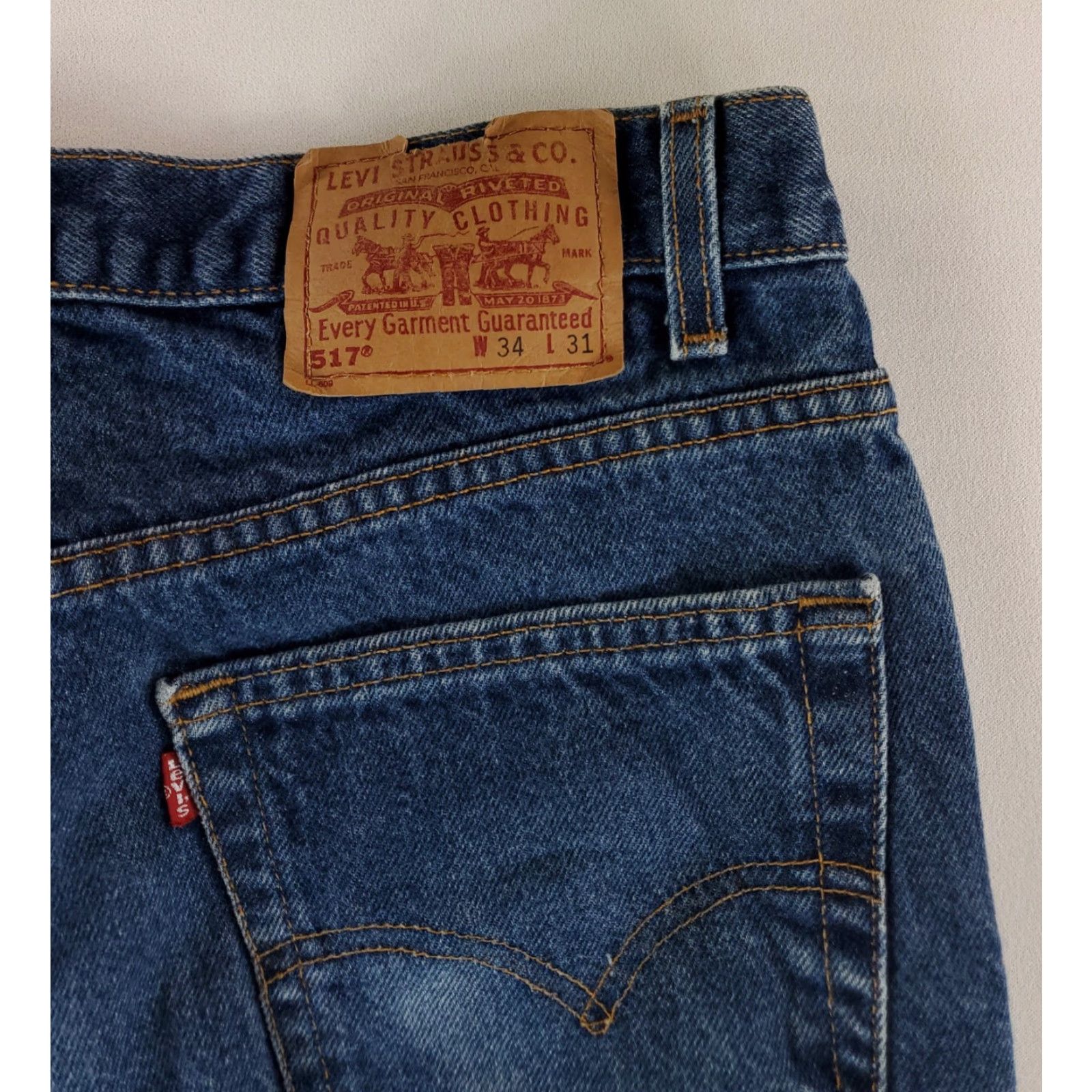 Levi's VINTAGE Levi's 517 Jeans Bootcut Men 34x31 Whiskering Blue 90s 33 Inseam Mens Blue Jeans 517 VTG 90s Commodity Size US 33 - 4 Thumbnail