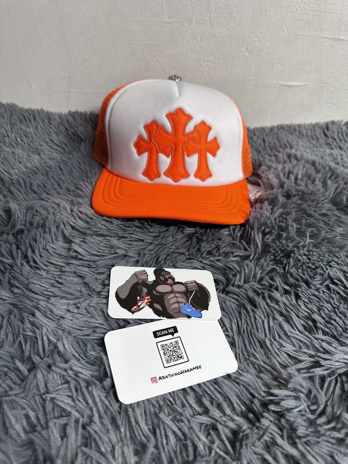 Chrome Hearts Chrome Hearts Cemetery Triple Cross Trucker Hat Orange Size ONE SIZE - 2 Thumbnail