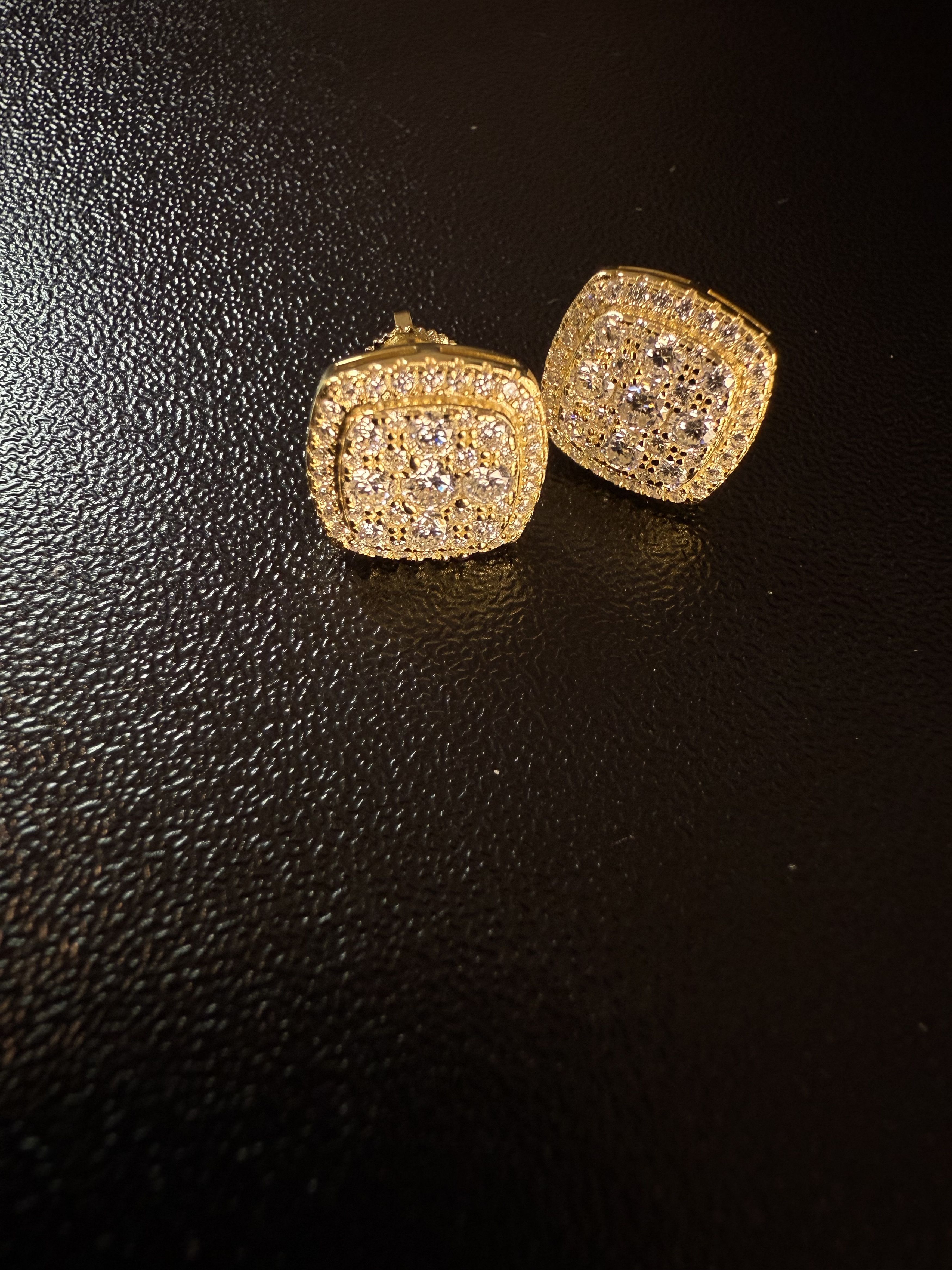 Other Square ice cross men’s Moissanite gold plated earrings Size ONE SIZE - 9 Thumbnail