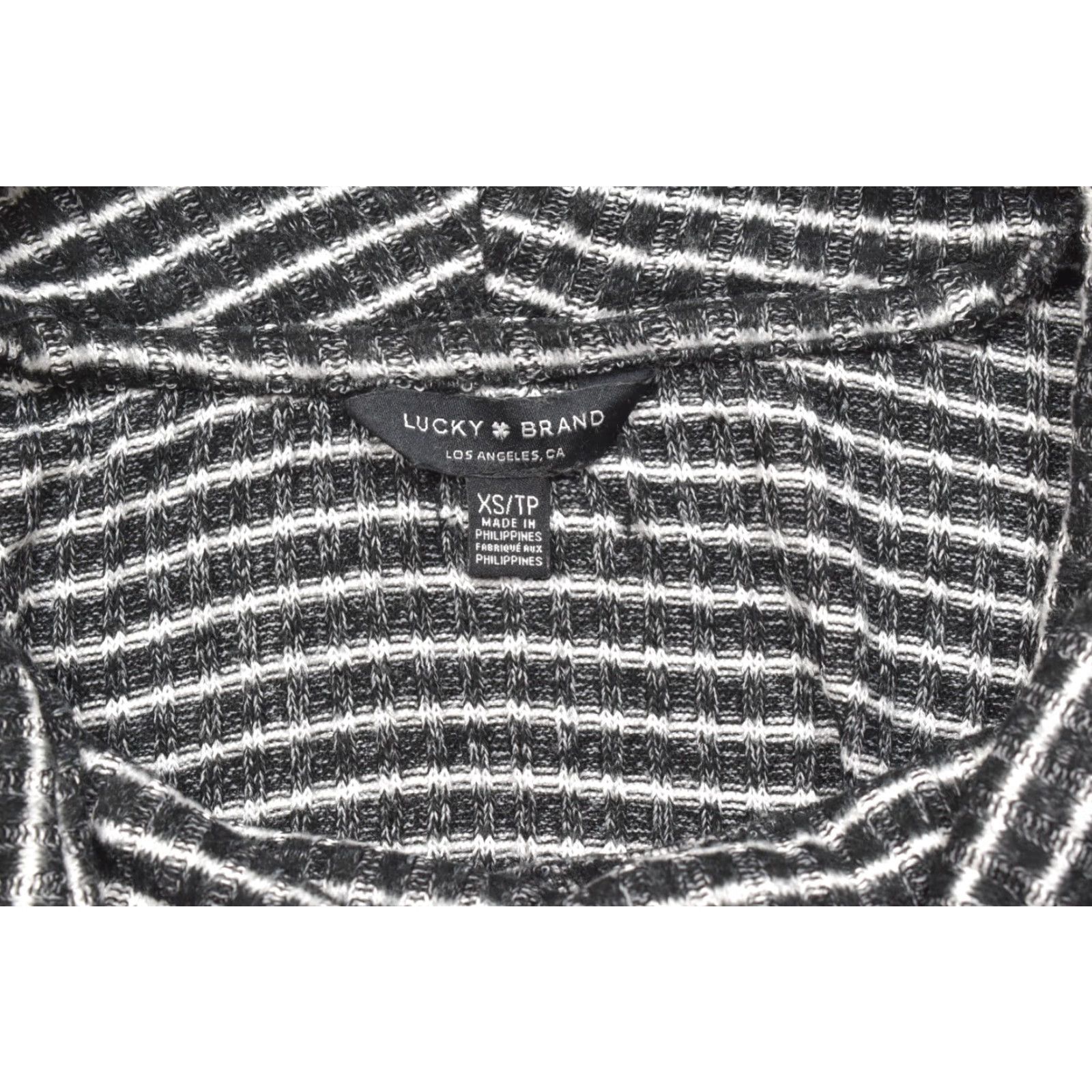 Lucky Brand Lucky Brand Women's Sweater Pullover XS Striped Black White Shrug Neck Long Sleeve Knit Casual Winter Spring Fall Mens/Womens Size XS / US 0-2 / IT 36-38 - 7 Thumbnail