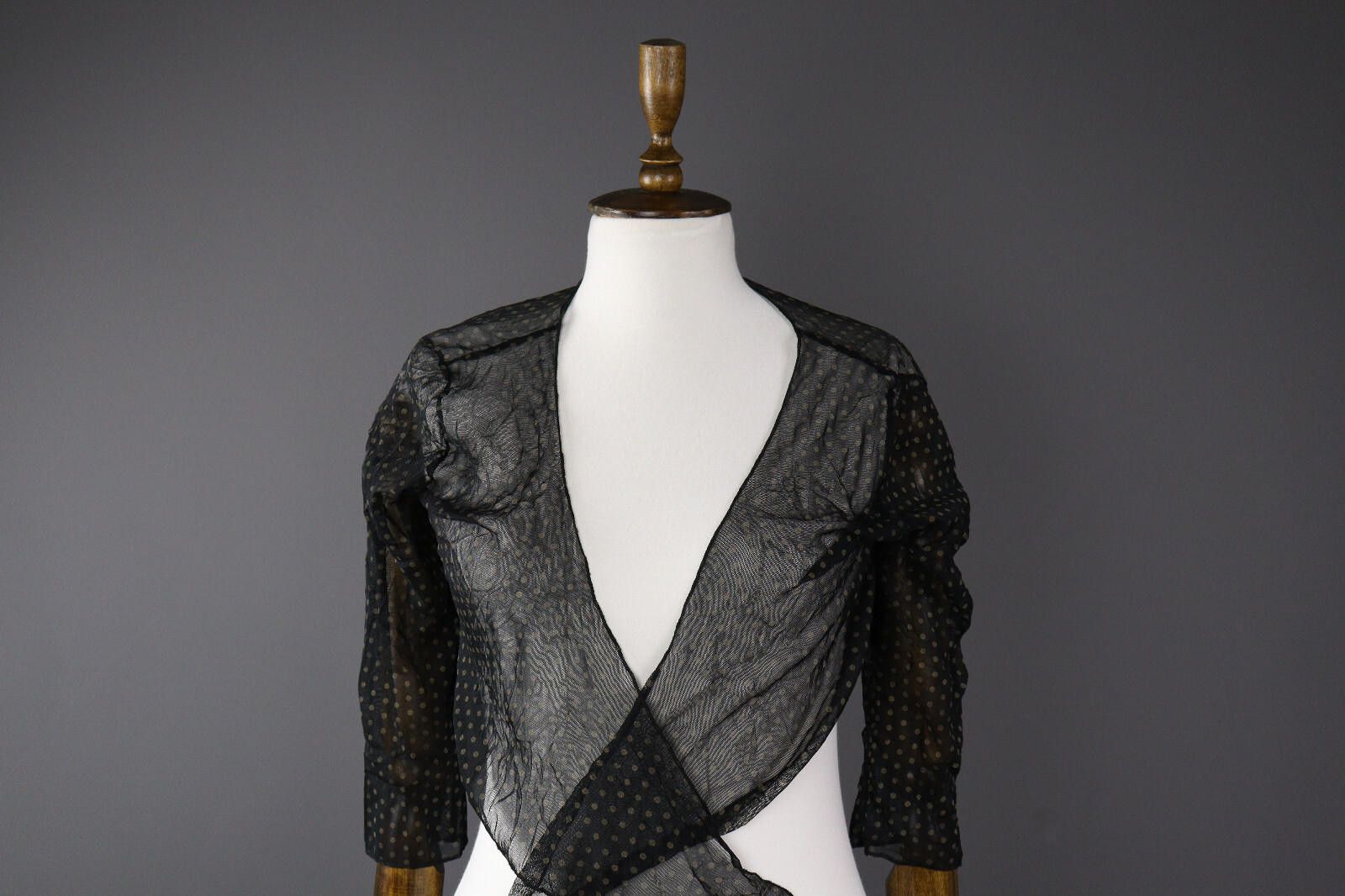 Designer Ladies Quinze Heures Trente Mesh Draped Top Cape Cardigan Size M / US 6-8 / IT 42-44 - 2 Thumbnail