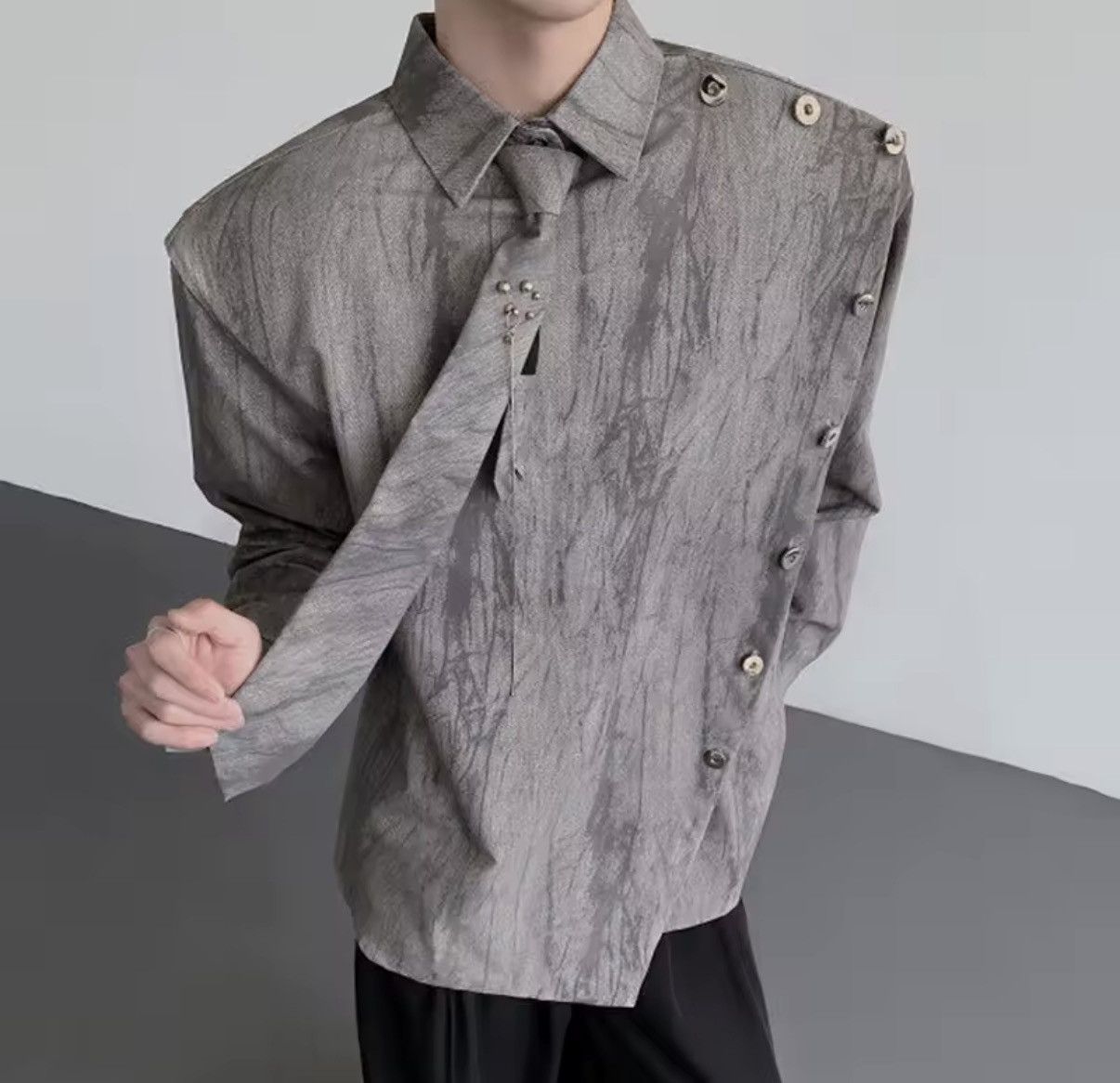 Other Designer Streetwear Asymmetric Punk Long Sleeve Shirt Size US M / EU 48-50 / 2 - 2 Thumbnail
