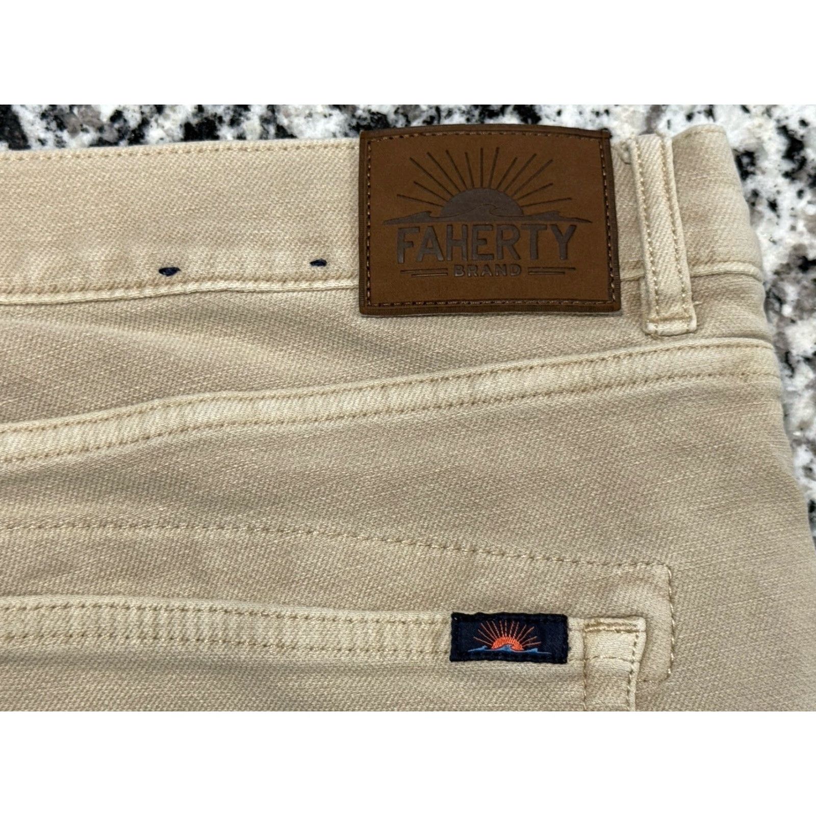 Faherty Faherty Pants 40 Slim Mid Cotton Blend Stretch 5 Pocket Desert Khaki Jeans Chino Straight Leg Men 40x31 Size US 40 / EU 56 - 6 Thumbnail