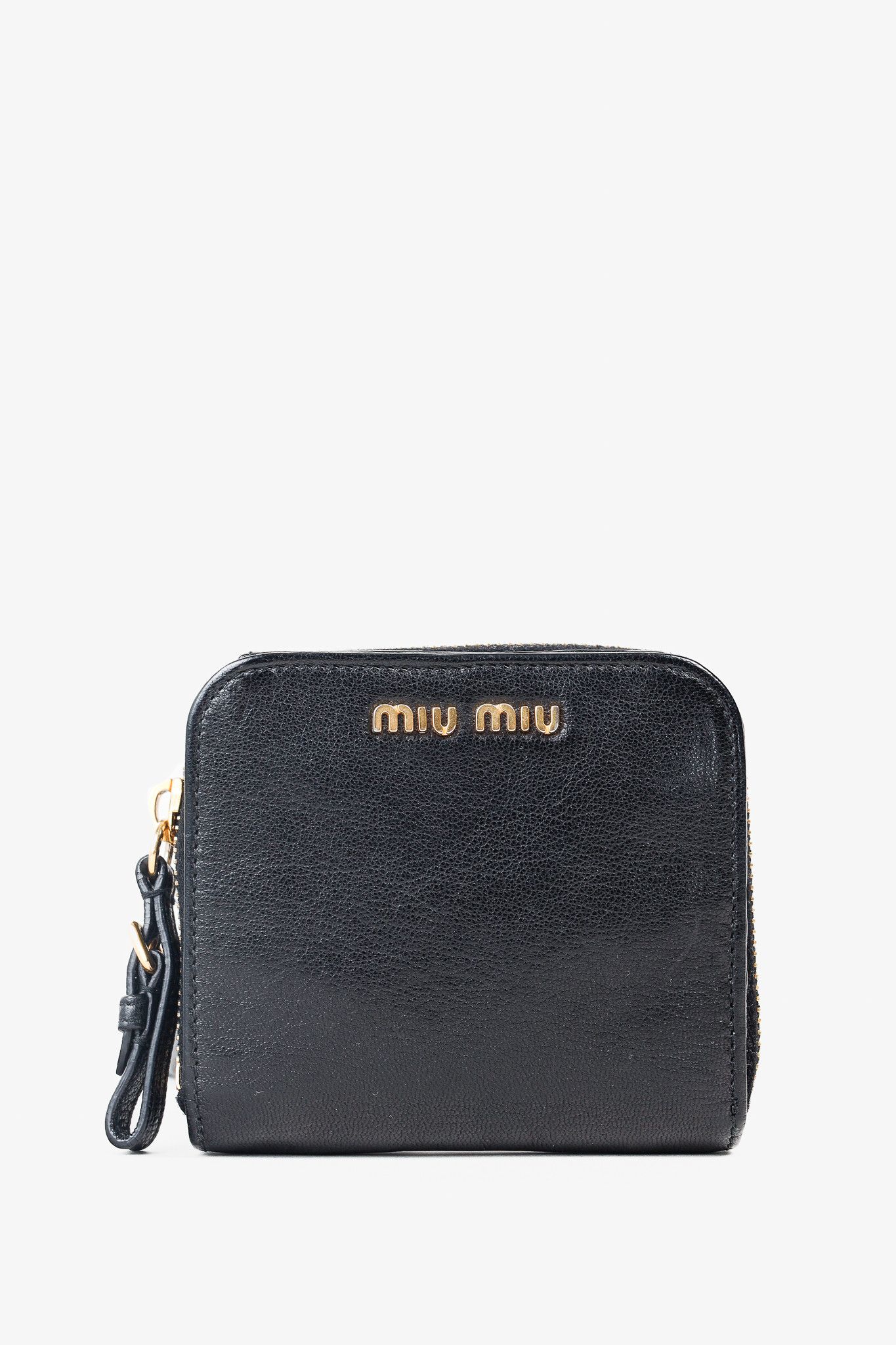 Miu Miu Miu Miu Black Leather Bi-Fold Compact Wallet Size ONE SIZE - 1 Thumbnail