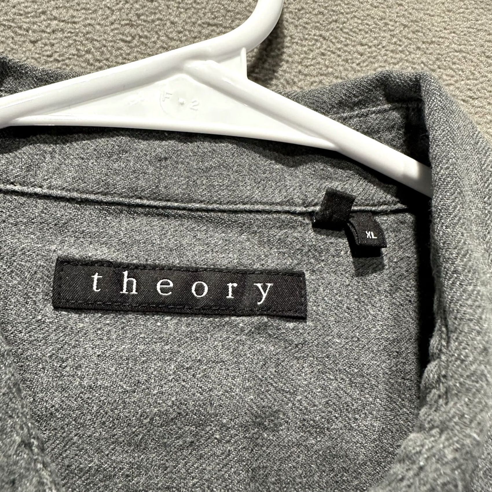 Theory Theory Shirt Mens XL Gray Button Up Long Sleeve Pockets EUC Size US XL / EU 56 / 4 - 4 Thumbnail