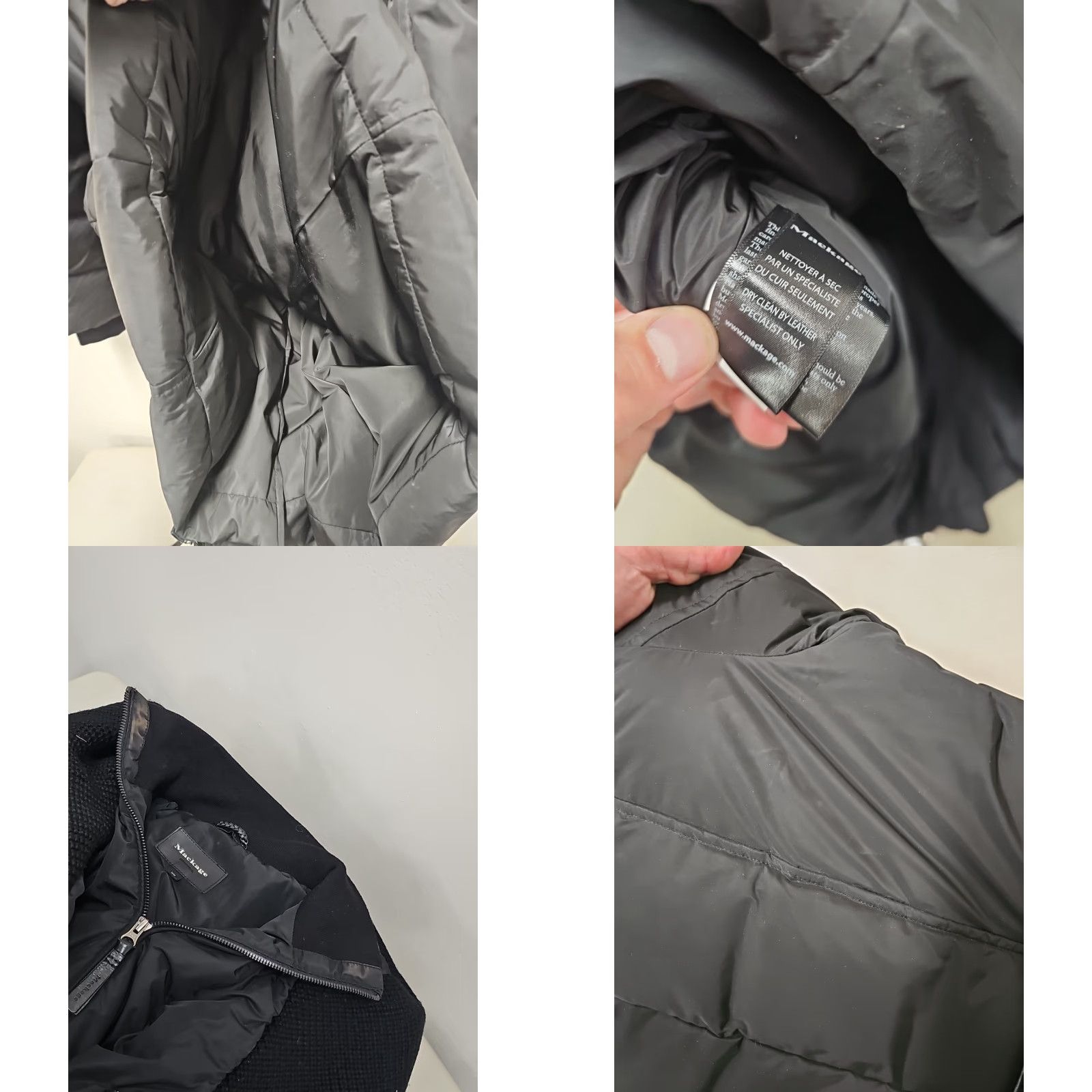 Mackage MACKAGE Brigid Knit Trim Down Coat/Jacket Sz: Medium Mens Womens Spring 37 Long Black Down Coat with Zip Hoodie Parka Size M / US 6-8 / IT 42-44 - 9 Thumbnail