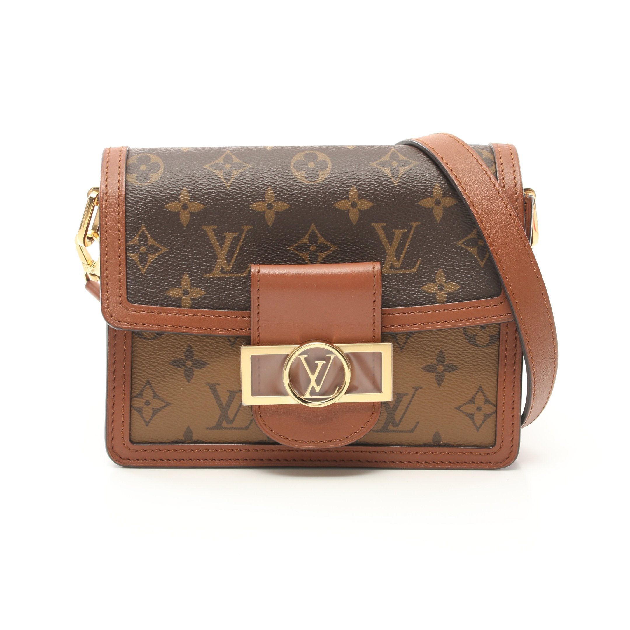 Louis Vuitton Louis Vuitton Dauphine Mini Monogram Reverse Shoulder Bag Leather Brown Beige Size ONE SIZE - 1 Thumbnail