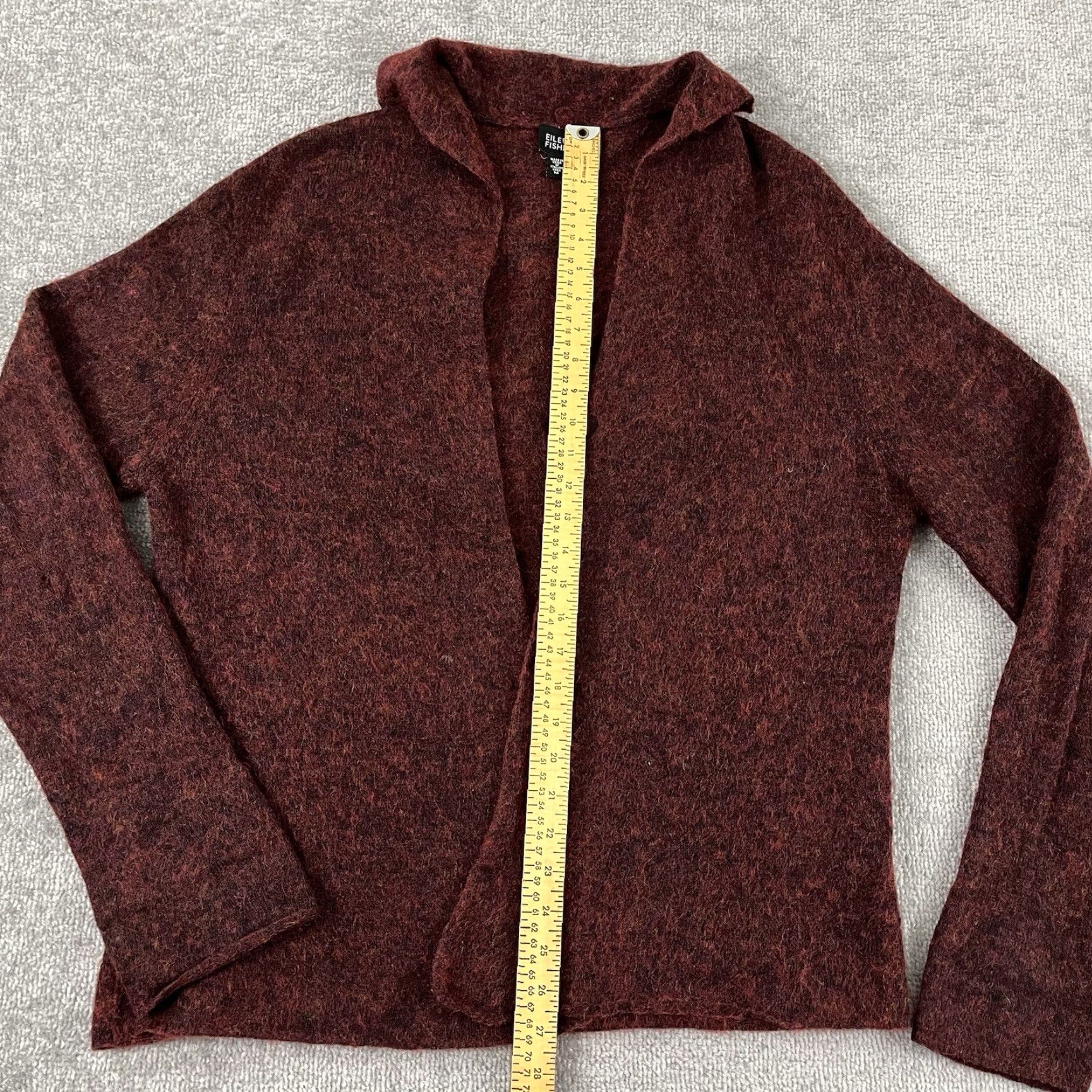 Eileen Fisher EILEEN FISHER Sweater Womens M Dark Red Wool Mohair Open Front Pullover Size M / US 6-8 / IT 42-44 - 4 Thumbnail
