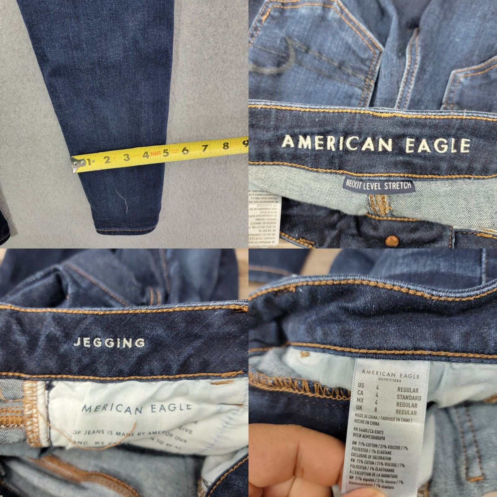 American Eagle Outfitters American Eagle Outfitters Jegging Jeans Blue Women's 4 Regular Next Level Stretch Jegging with Pockets Slim Rise Jeans Size 27" / US 4 / IT 40 - 9 Thumbnail