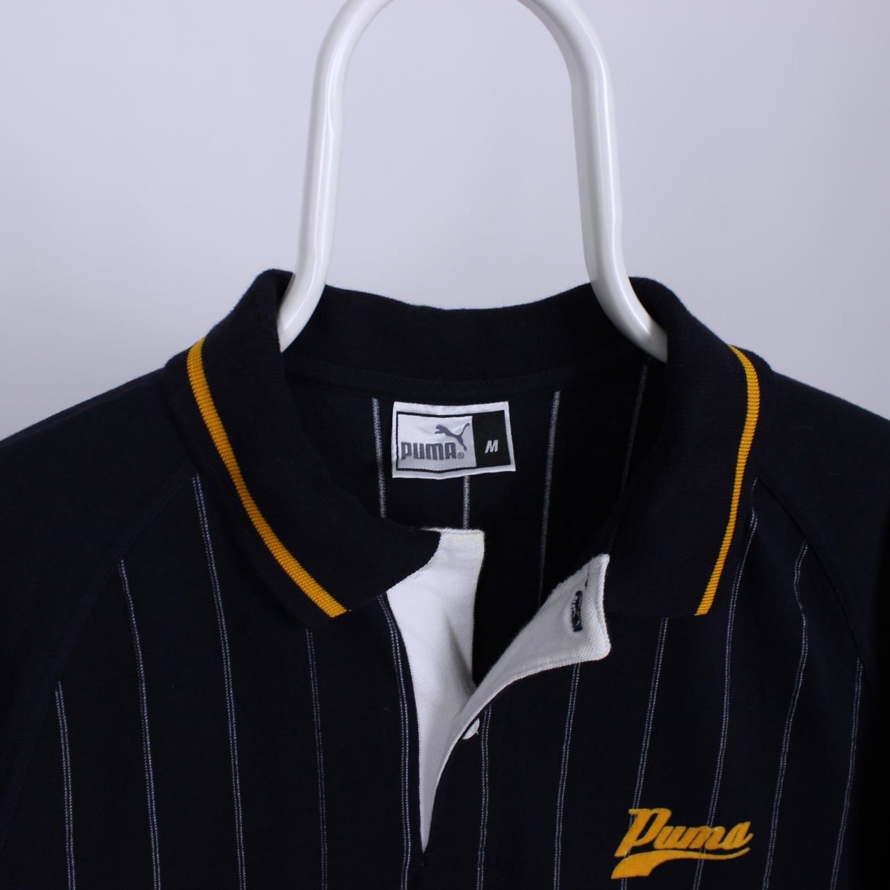Puma Vintage Puma Polo Striped Yellow Tipped Logo Spellout VGC Size US M / EU 48-50 / 2 - 3 Thumbnail