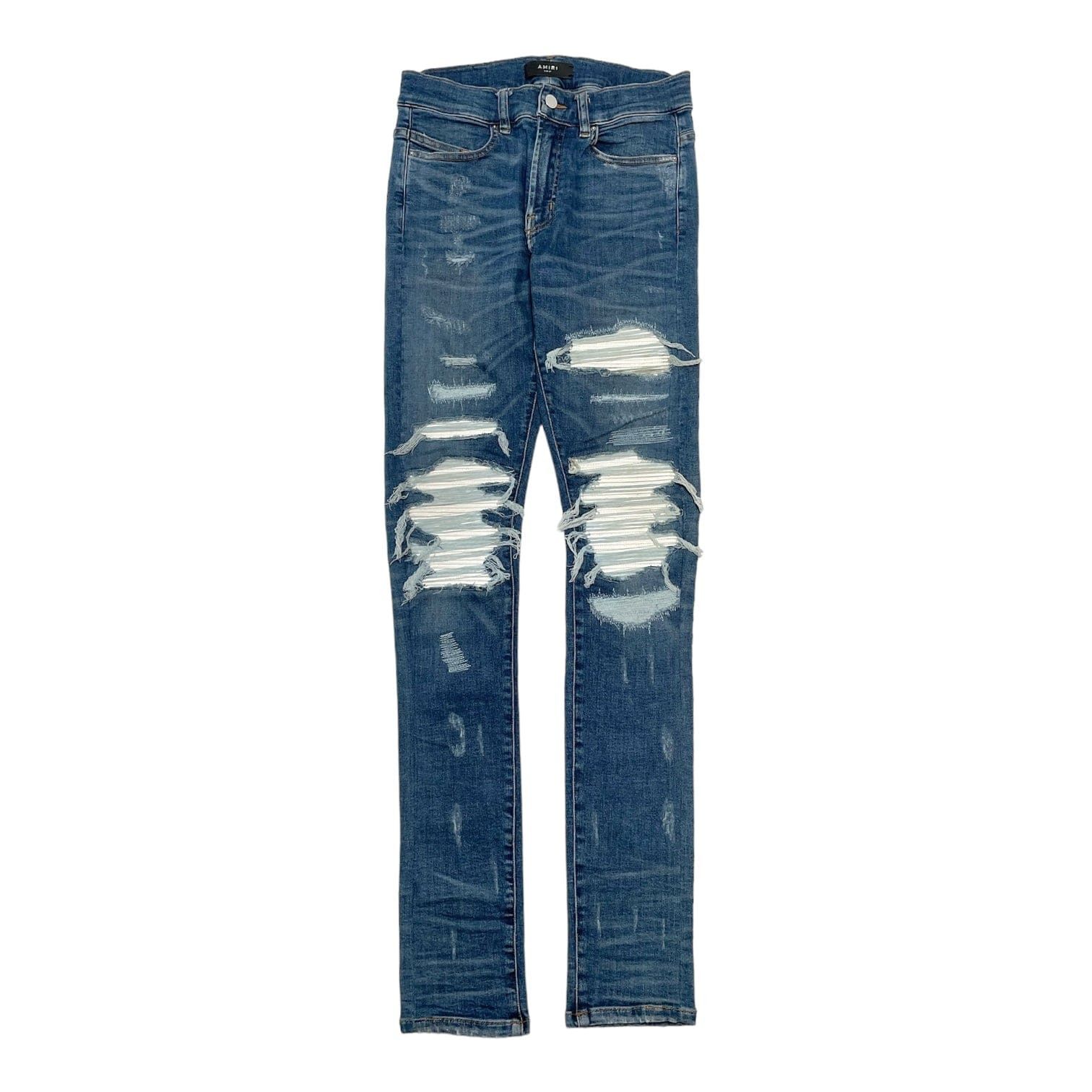 Amiri Amiri MX1 White Leather Patchwork Jeans Classic Indigo (2017 Size US 29 - 1 Thumbnail