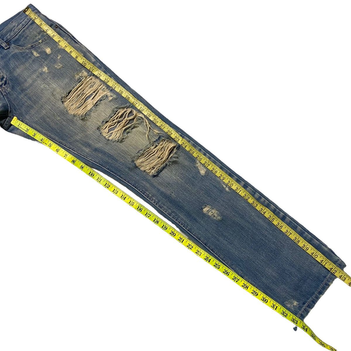 Japanese Brand CRAZY TRIBE Denim Thrashed Jeans Size US 31 - 20 Thumbnail