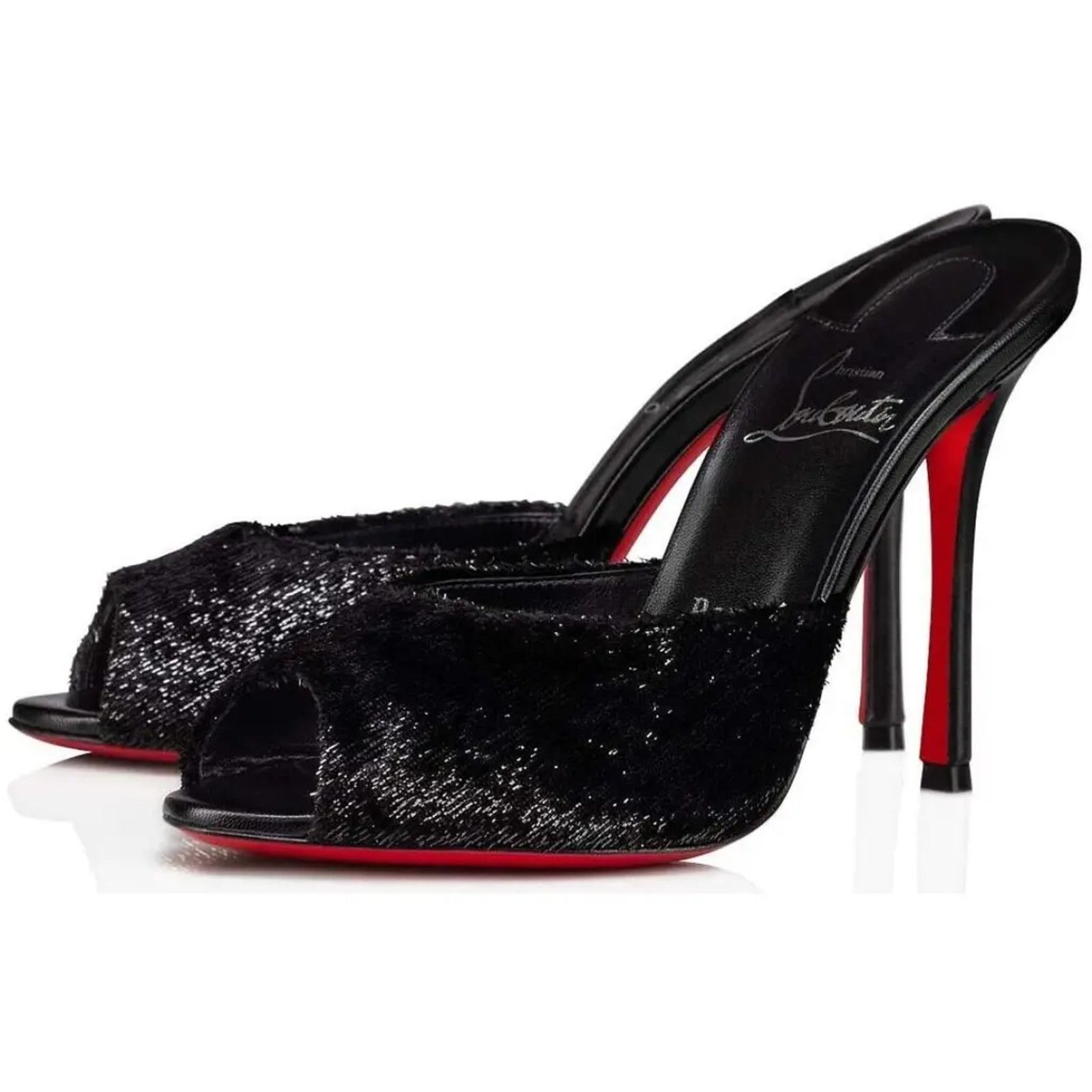 Me Dolly 100 Black Backless Sandal Slide Mule Heel Pump 36.5