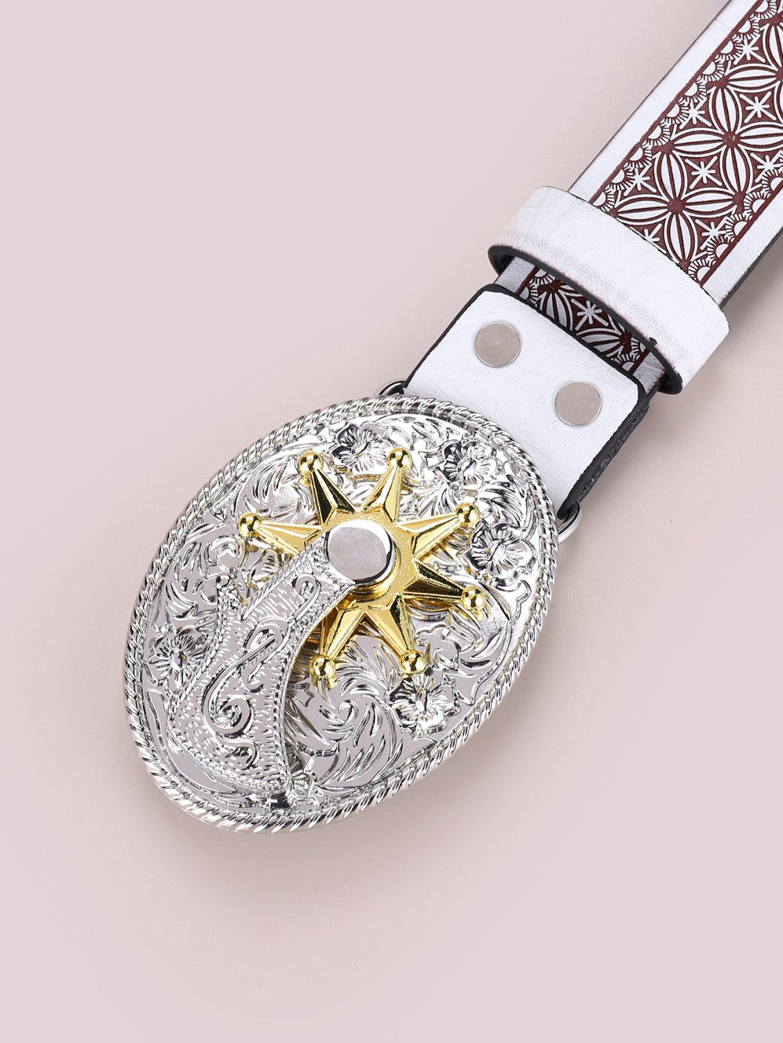 Designer Dark Vintage Belt Riveted Belts Menswear Accessories Size ONE SIZE - 5 Thumbnail