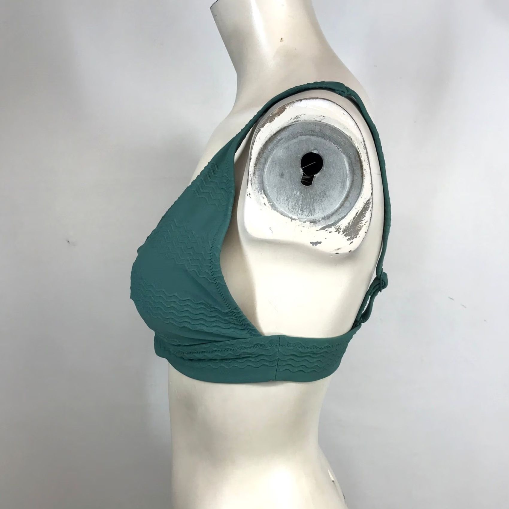 Vintage Aerie Womens Large Dark Teal Green Textured Wavy Scoop Neck Bikini Top Swimwear Size M / US 6-8 / IT 42-44 - 6 Thumbnail