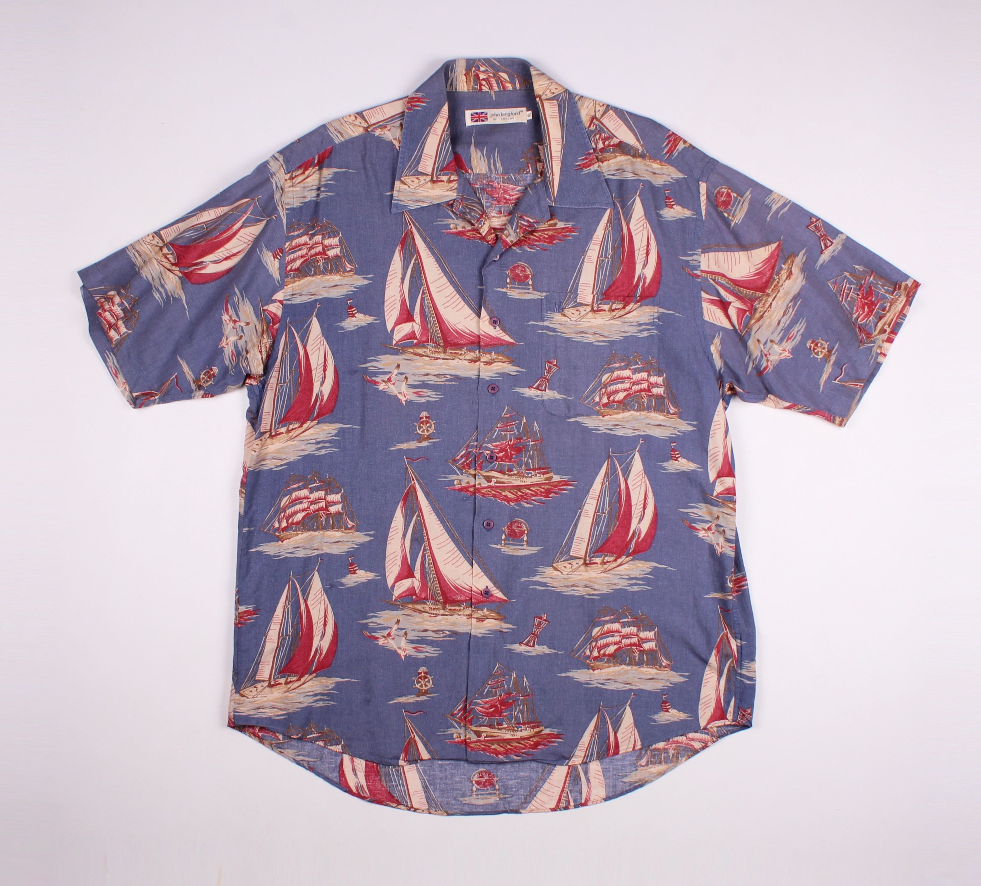 Vintage Vintage John Langford Printed Yacht Short Sleeve Shirt Size US XL / EU 56 / 4 - 1 Thumbnail