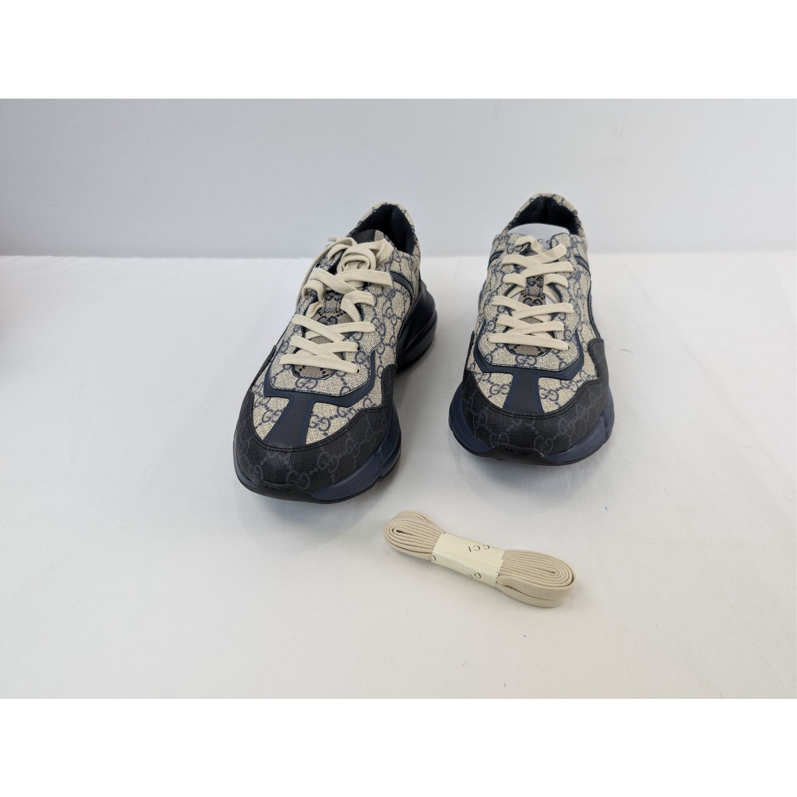 Gucci o1rshd1 Q:2 / Monogram GG Rhyton Canvas Sneakers in in Black Size US 13 / EU 46 - 8 Thumbnail