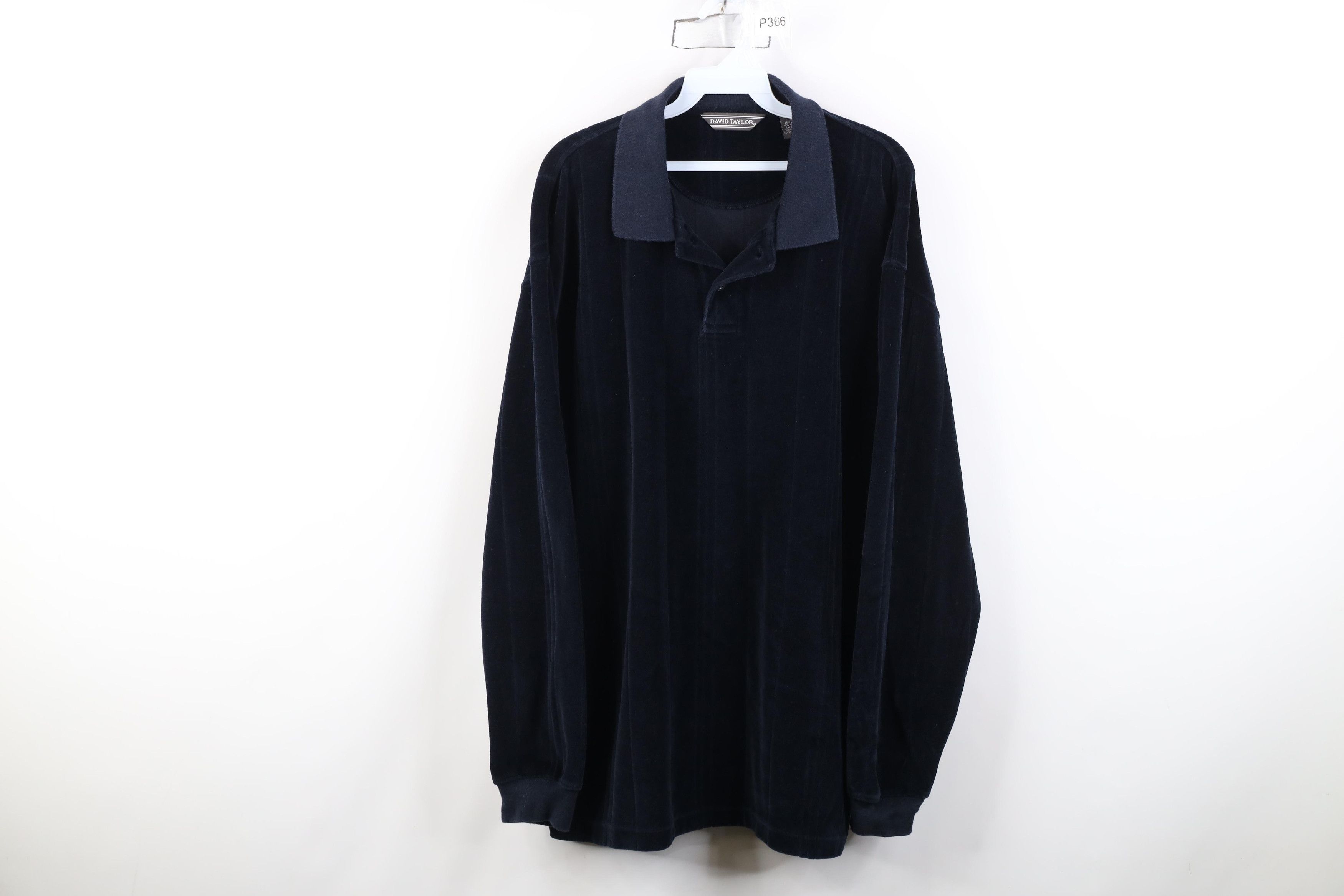 Vintage Vintage 90s Streetwear Velour Long Sleeve Rugby Polo Shirt Size US XL / EU 56 / 4 - 1 Thumbnail